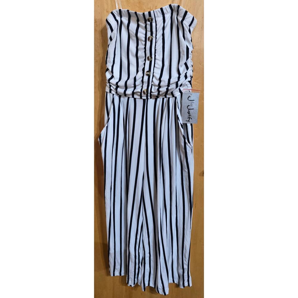 J for Justify Striped Strapless Jumpsuit (Size Small)